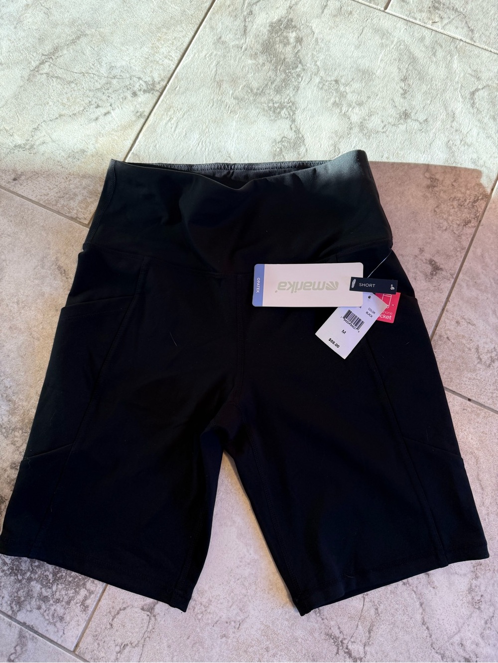 Marika Black High-Waist Bike Shorts with Pockets